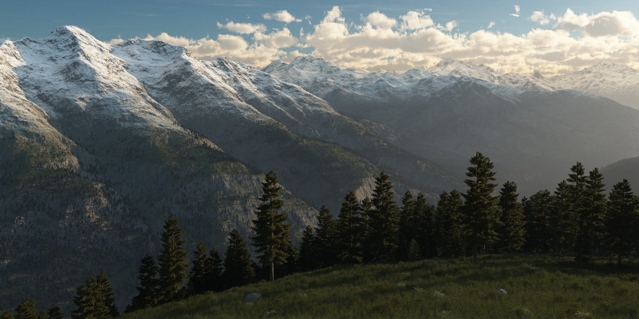 l art le paysage les montagnes la neige la crête sommet colline les arbres le bois le sapin