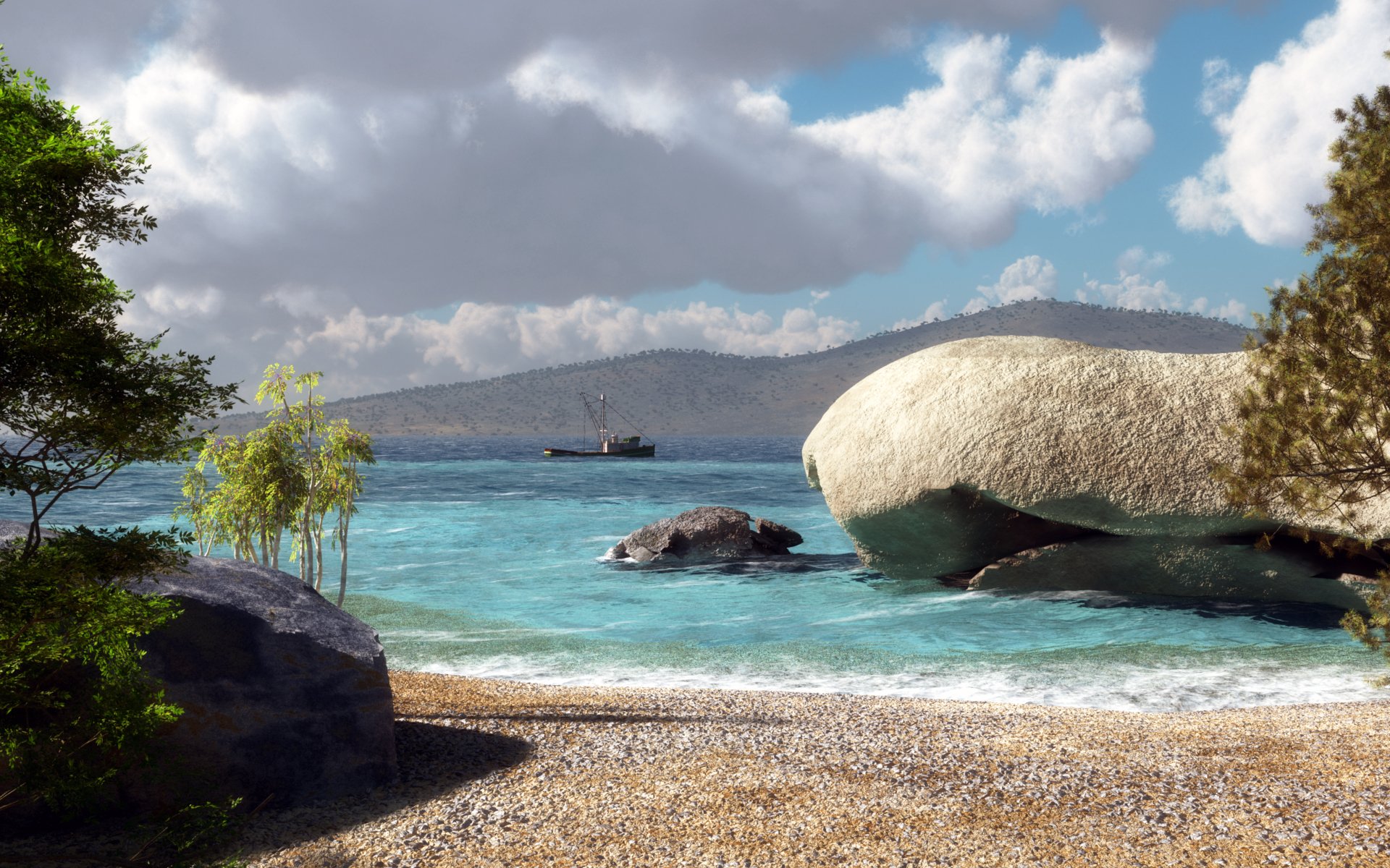 art klontak la pierre la mer le sable de l artisanat des collines des arbres