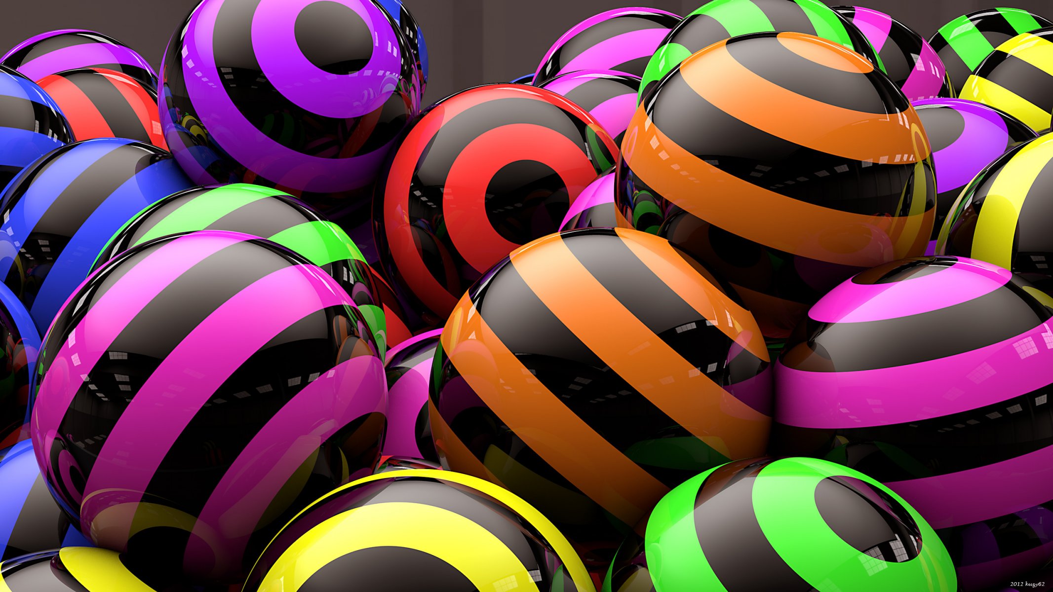 rendering 3d palle multicolore strisce