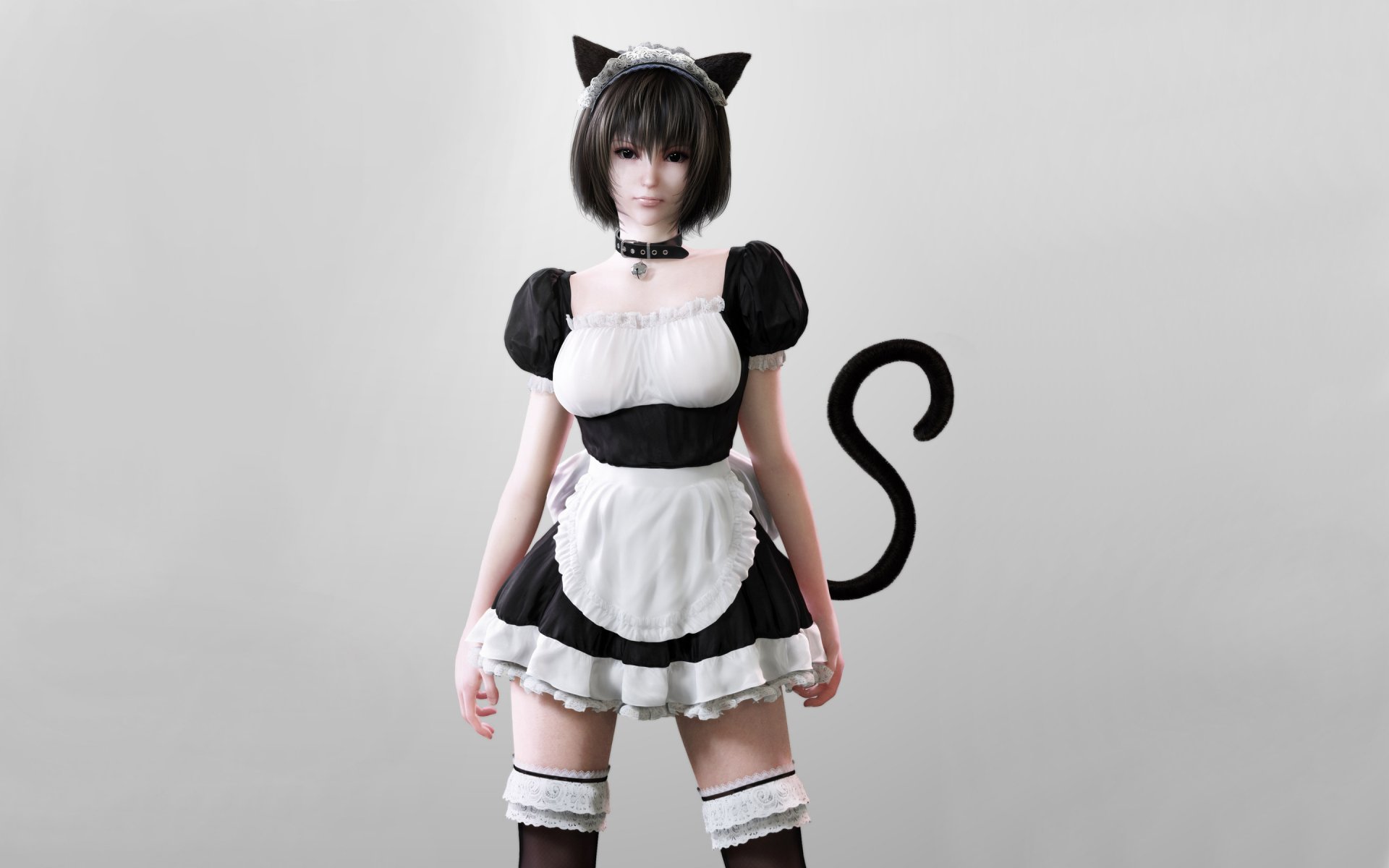 girl 3d maid ears tail minimalism