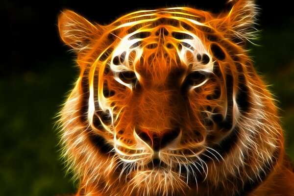 Ein Blick auf eine Tiger-Schnauze in 3D-Grafiken