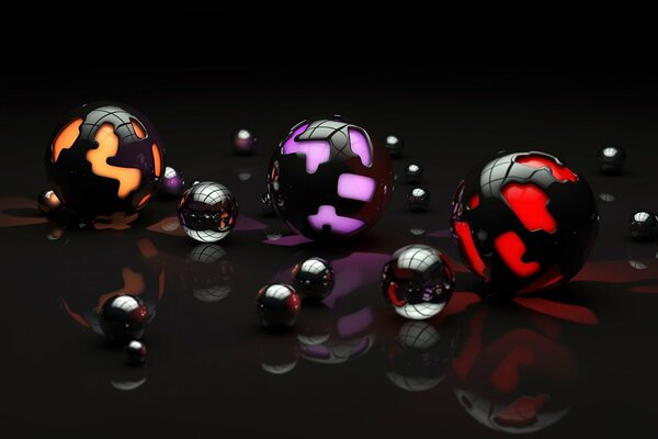 Multicolored balls on the surface