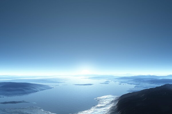 View of the river from the height of the mountains