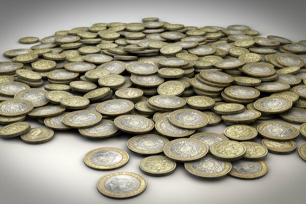 Photos of a large number of coins on the surface