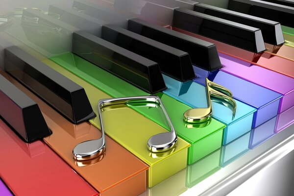 Le note brillanti si trovano sui tasti colorati del pianoforte