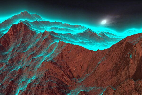 Moonlight over a mountain range