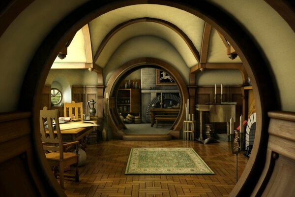 Maison Hobbit intérieur de Nora