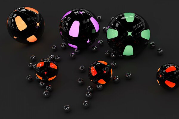Les sphères sont sur la table de black