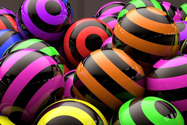 3d шарики разноцветные в полоску