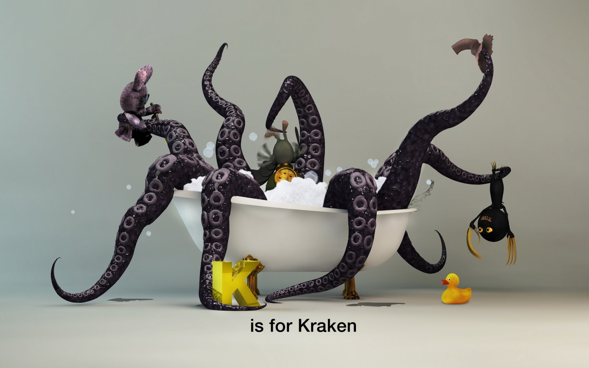 badewanne schaum zangen kraken ente