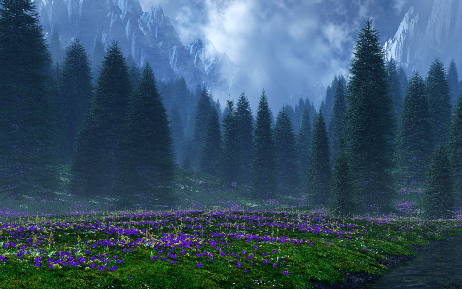 des fleurs des montagnes des sapins de la nature