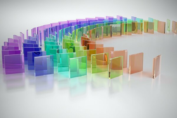 Transparent domino made of multicolored glass