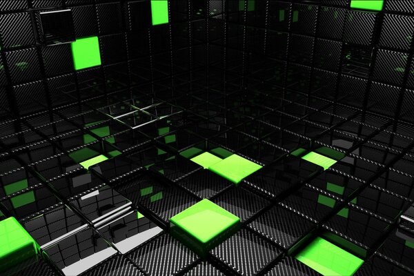 3d green and black squares