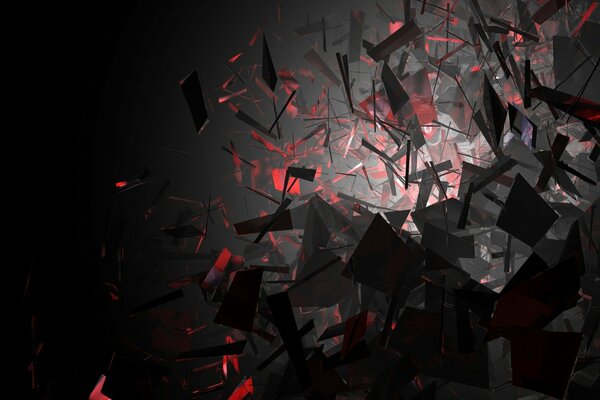Abstraktes Bild von Fragmenten in dunkler Farbe