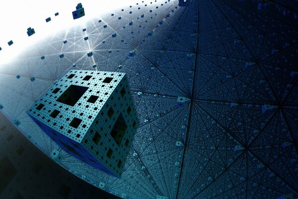 Cube and small figures in space