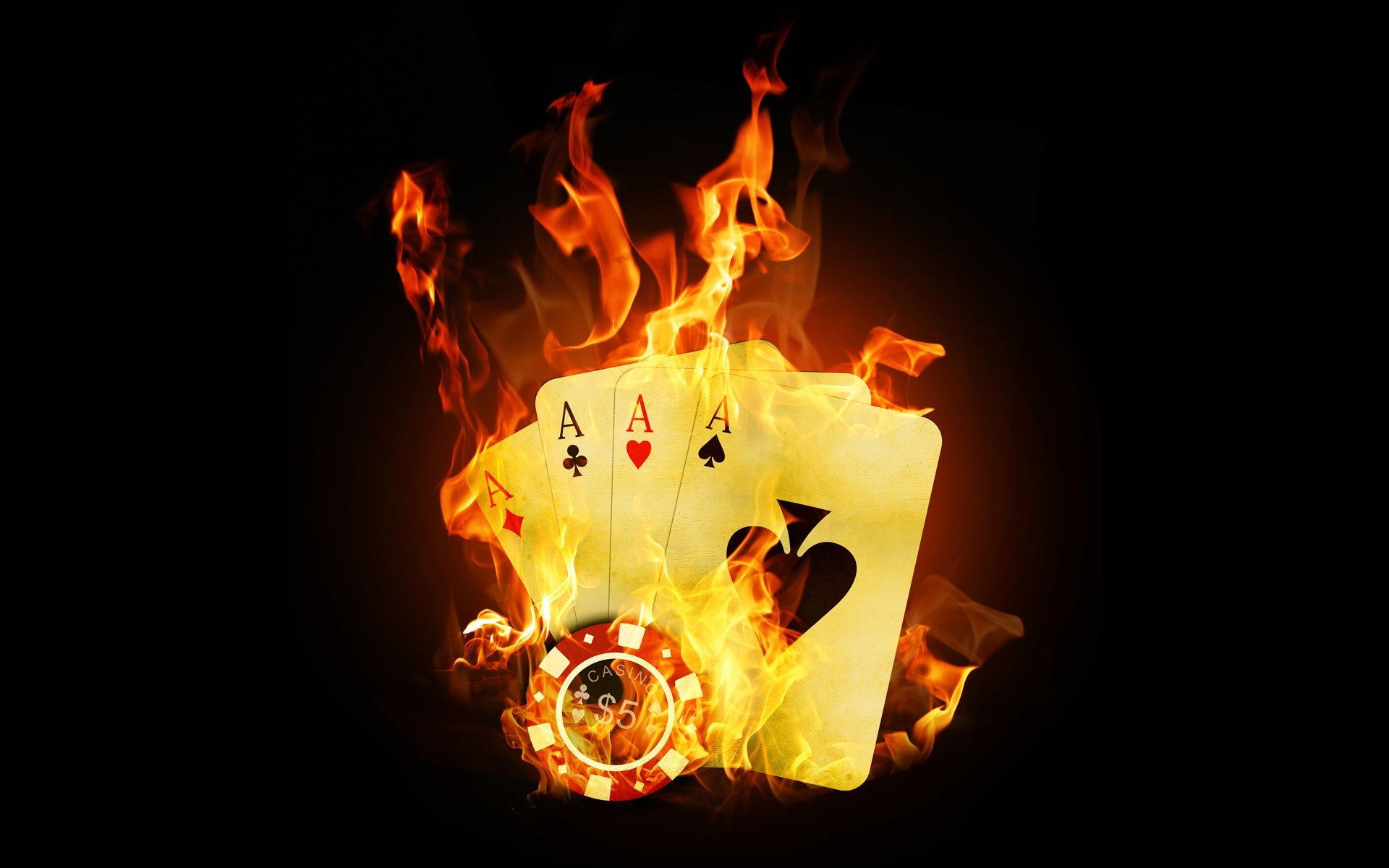 casino karten flamme feuer asse poker