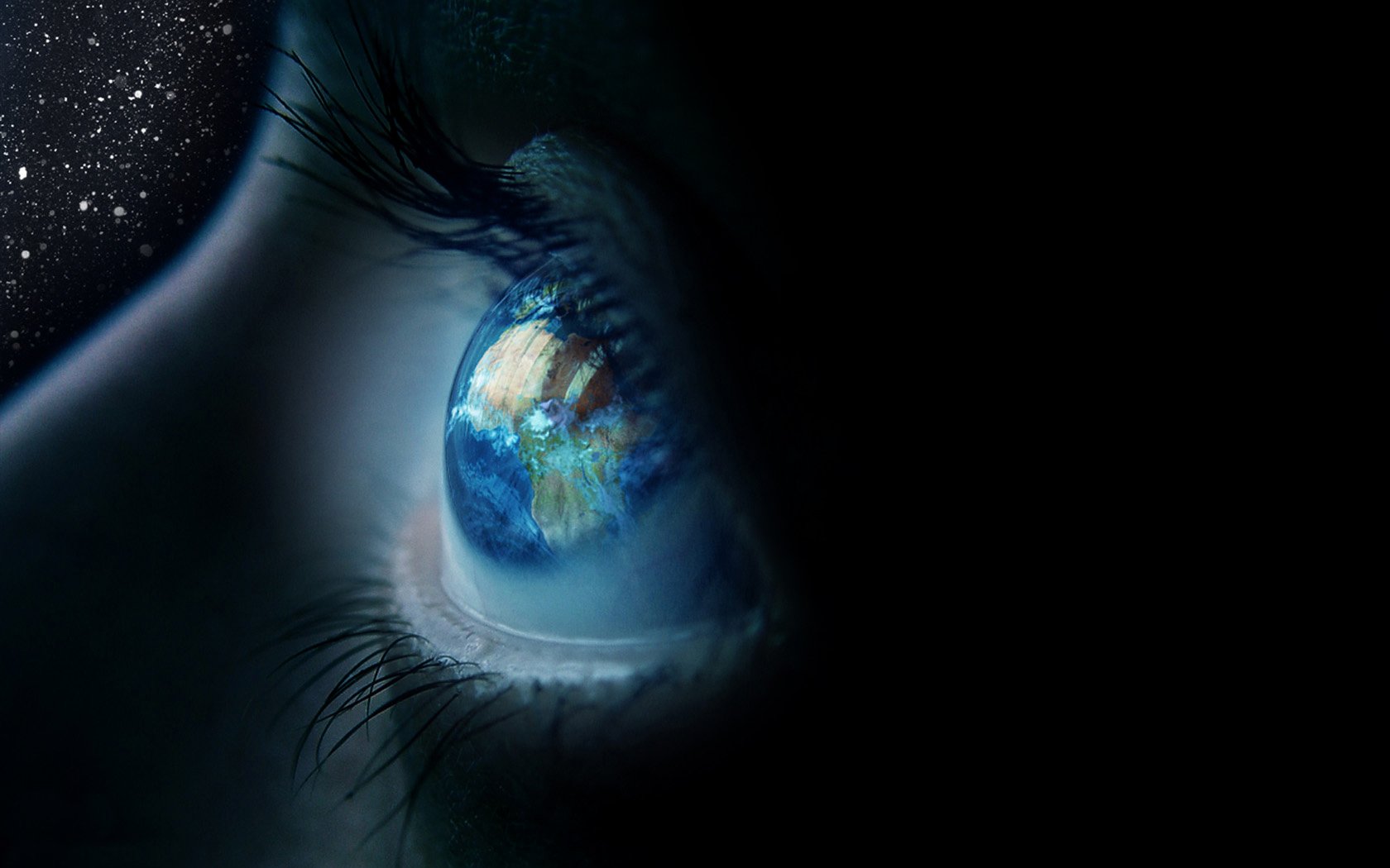 la réflexion les yeux. la terre planète