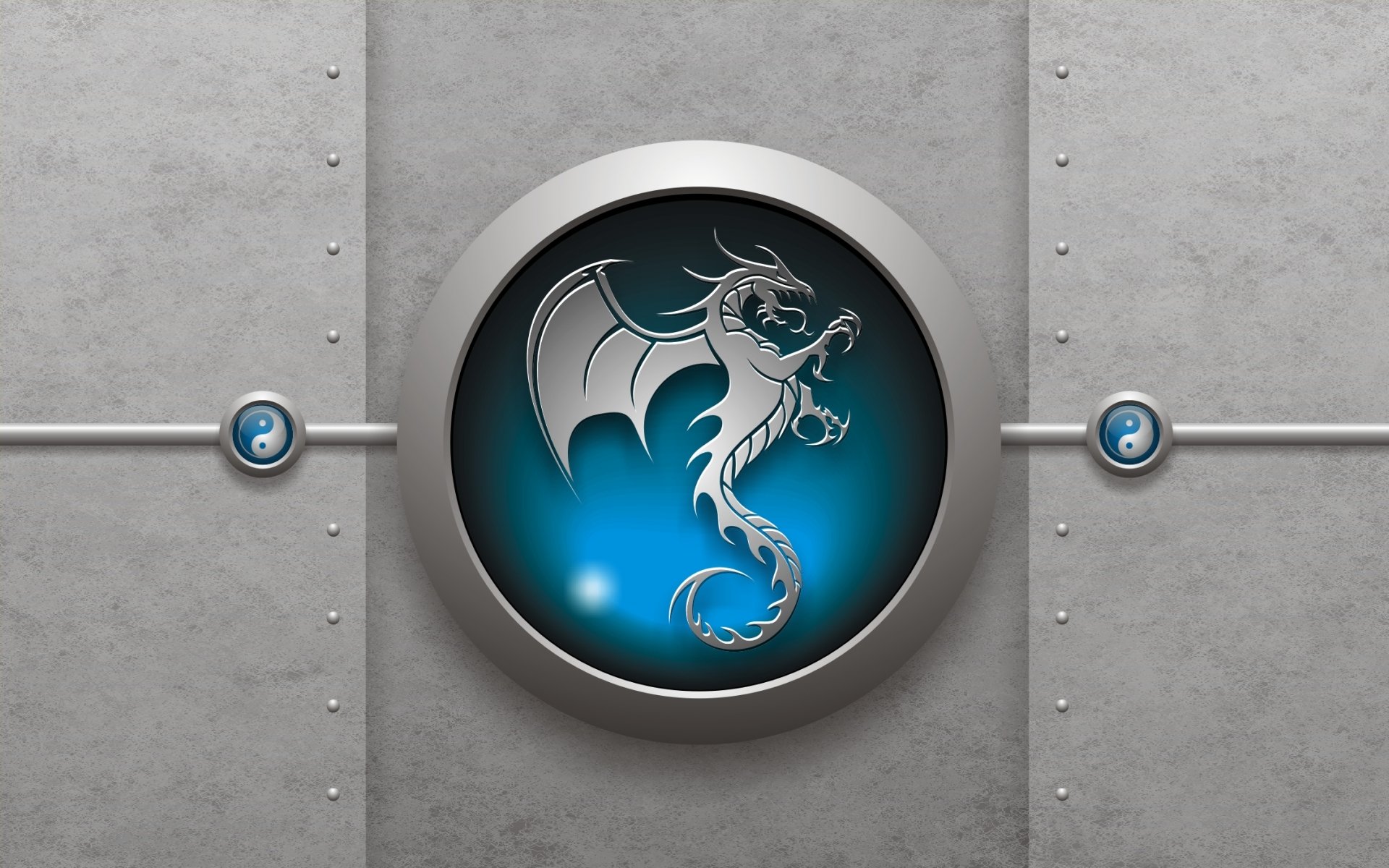 3d zeichen yin yang drachen