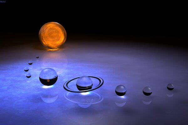 Interpretation of the solar system from glass balls