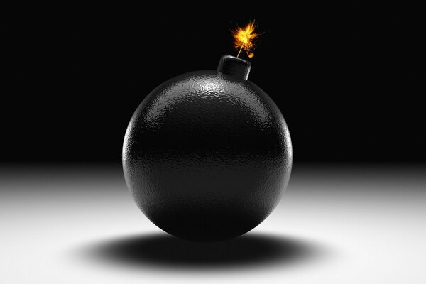 A bomb with a fuse. Dynamite on a dark background