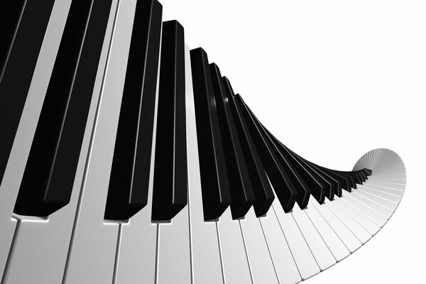 Piano keys twisted in a spiral