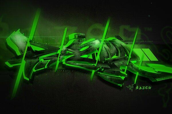 Graffiti de neón verde razer