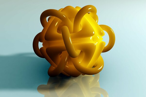 Yellow three-dimensional abstract figure