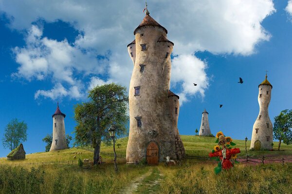 Mythical towers against a stunning sky