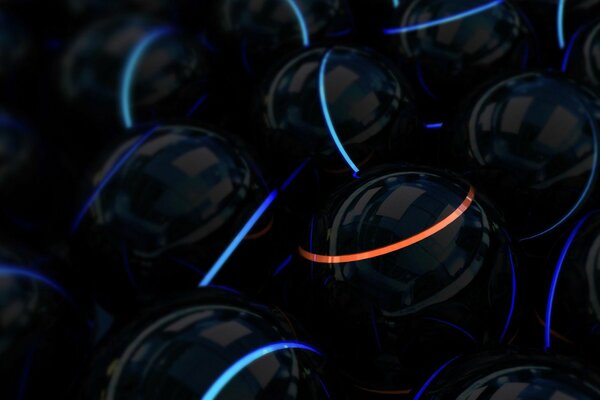 Black and neon spheres balls