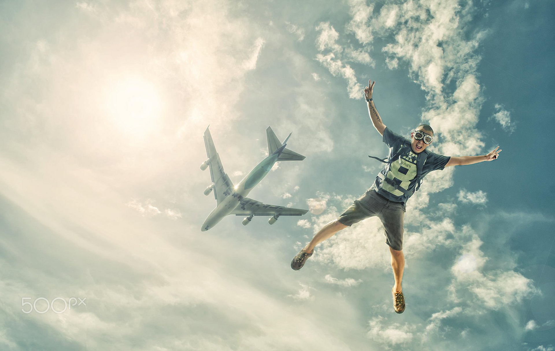 salto paracaídas paracaidismo vuelo avión cielo grito