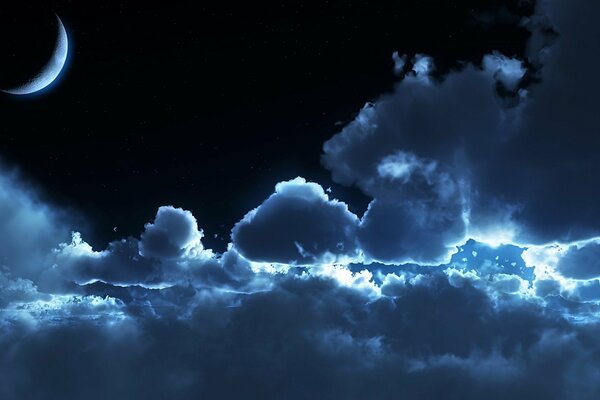 Chiaro di luna nel cielo notturno