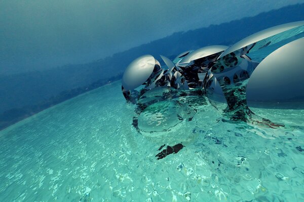 Big balls are flying under the water