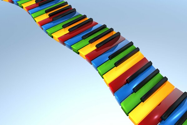 Onda di tasti di pianoforte multicolori