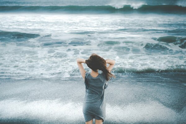 Girl on the beach surf