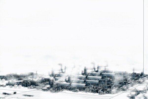 Northern snow-covered industrial city