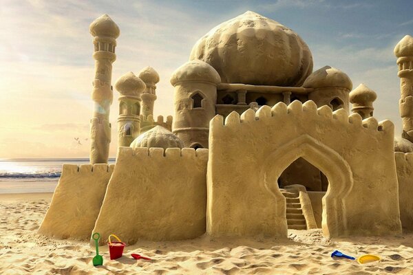 Dream sand castle on the seashore