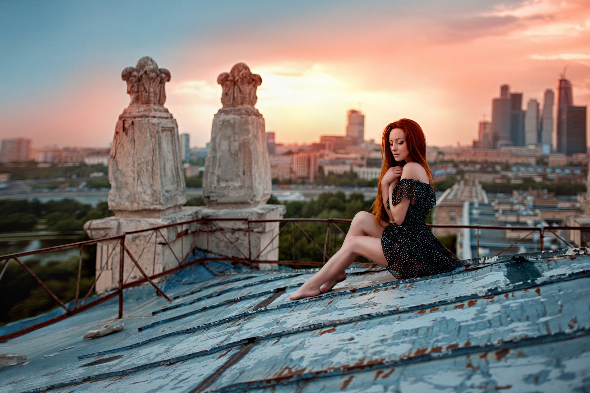 unset on the roof irina gusarov ira feet roof town sunset george chernyad ev