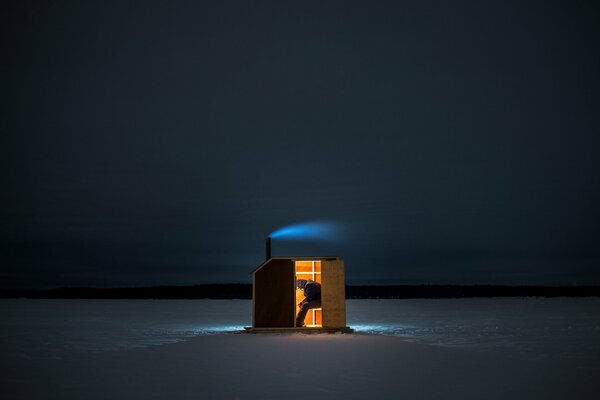 Fish on the lake at night