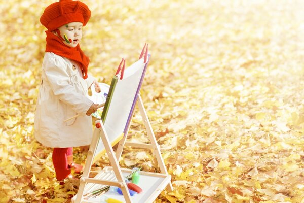 Piccolo artista. Caduta delle foglie d autunno