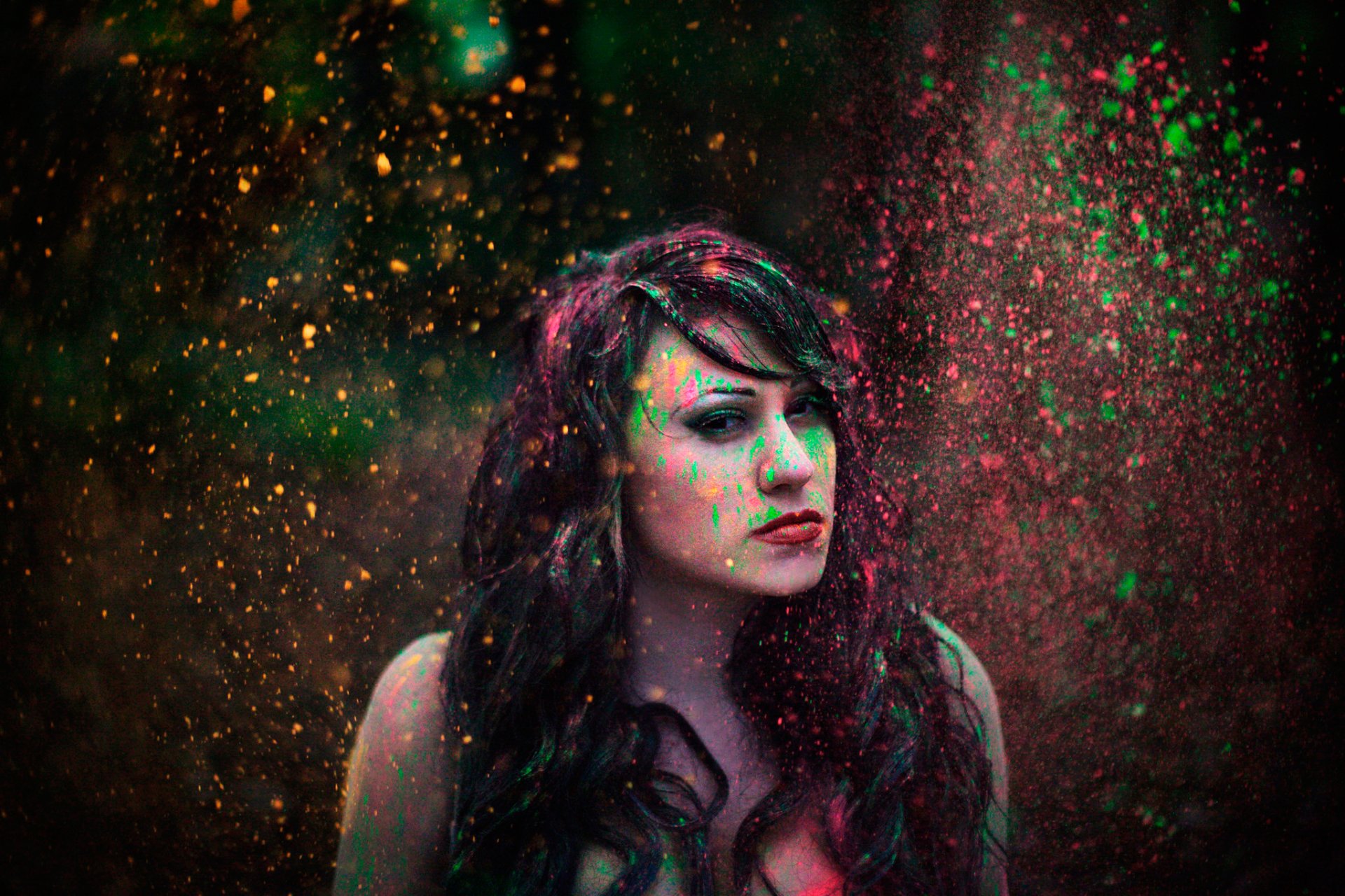 paint rain placer portrait make-up blur