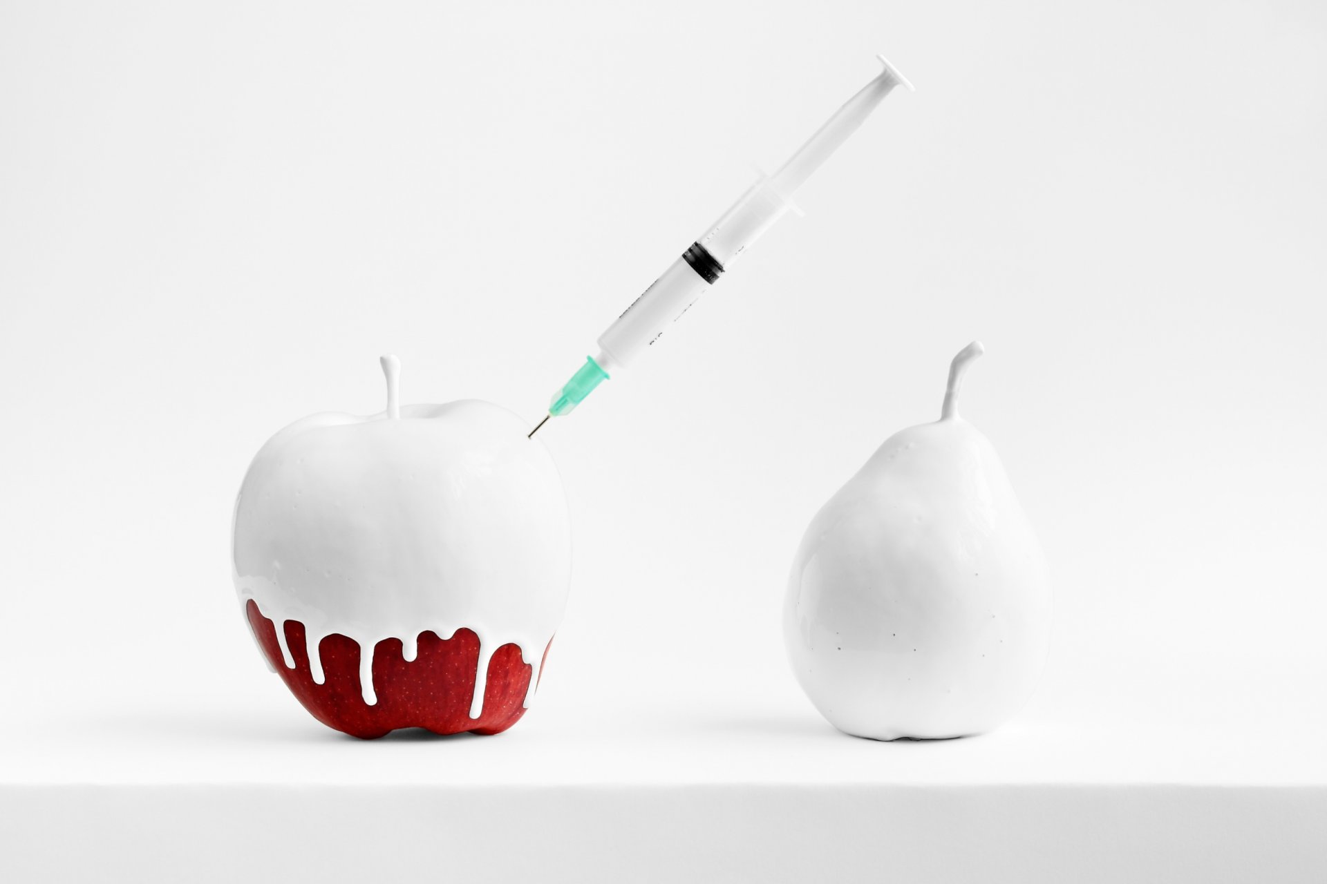 paint syringe apple pear