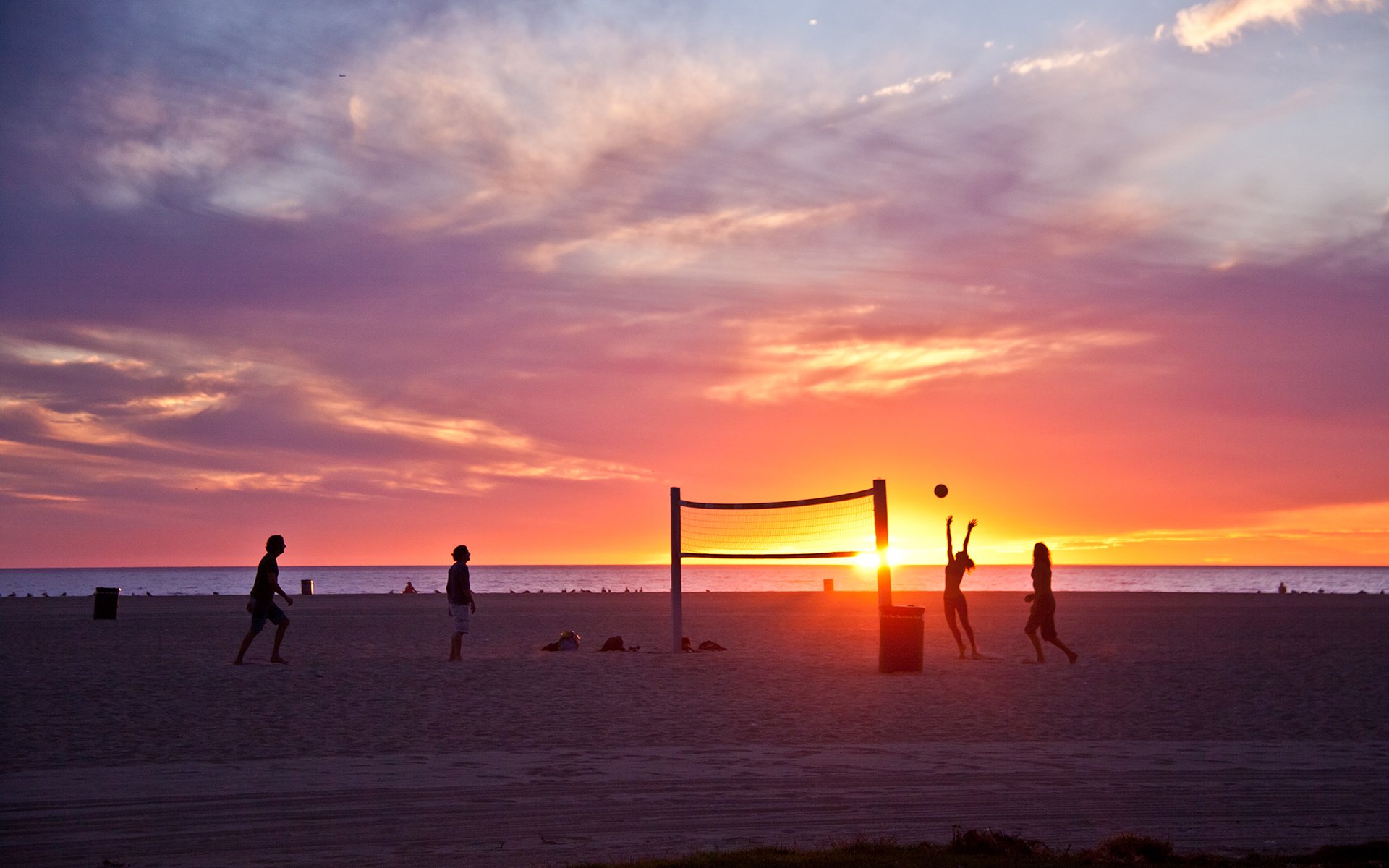 plaża ocean lato plaża wenecja la los angeles kalifornia usa zachód słońca