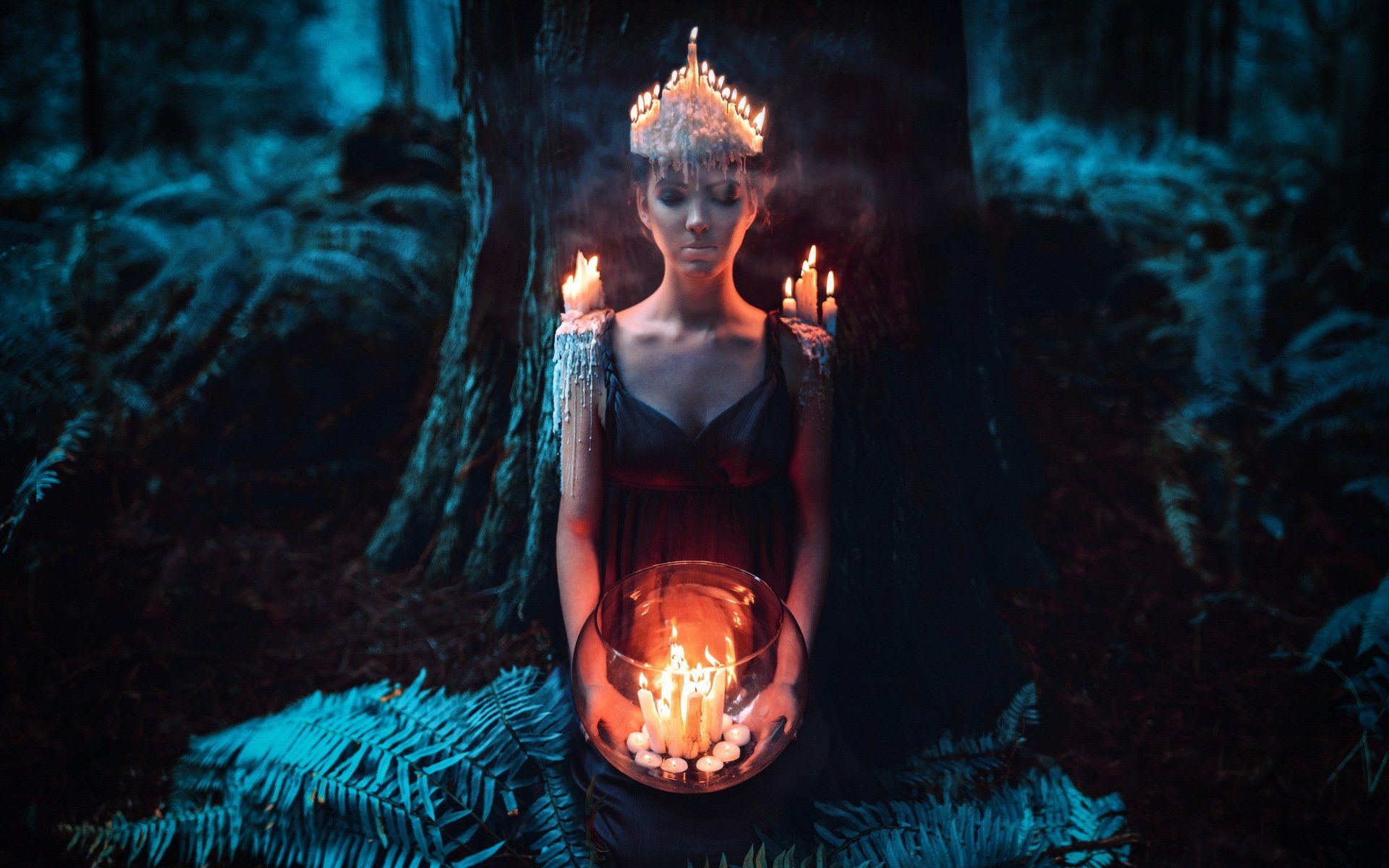 candle crown mystic forest flame sleep