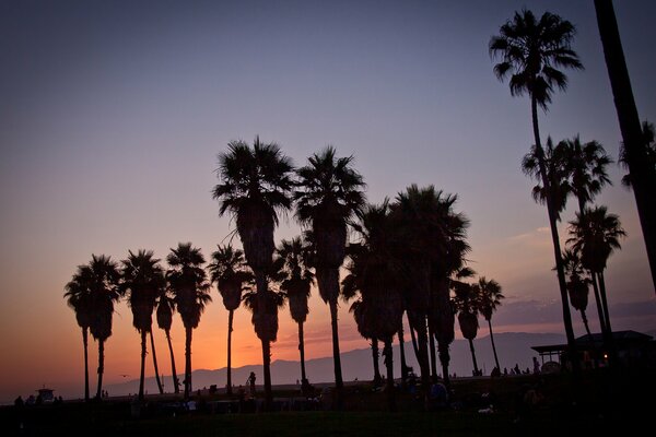 Ans, le coucher de soleil sur une plage de californie