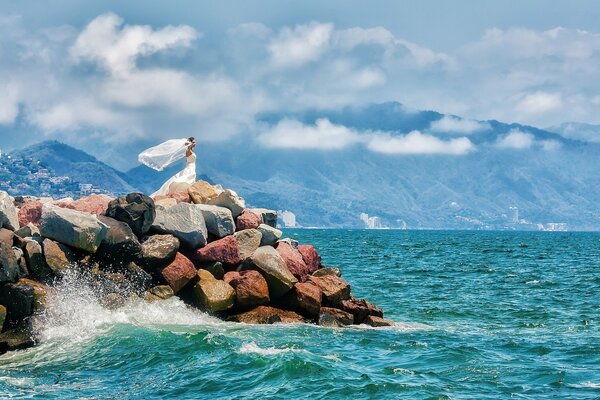 Sesión de fotos de boda junto al mar