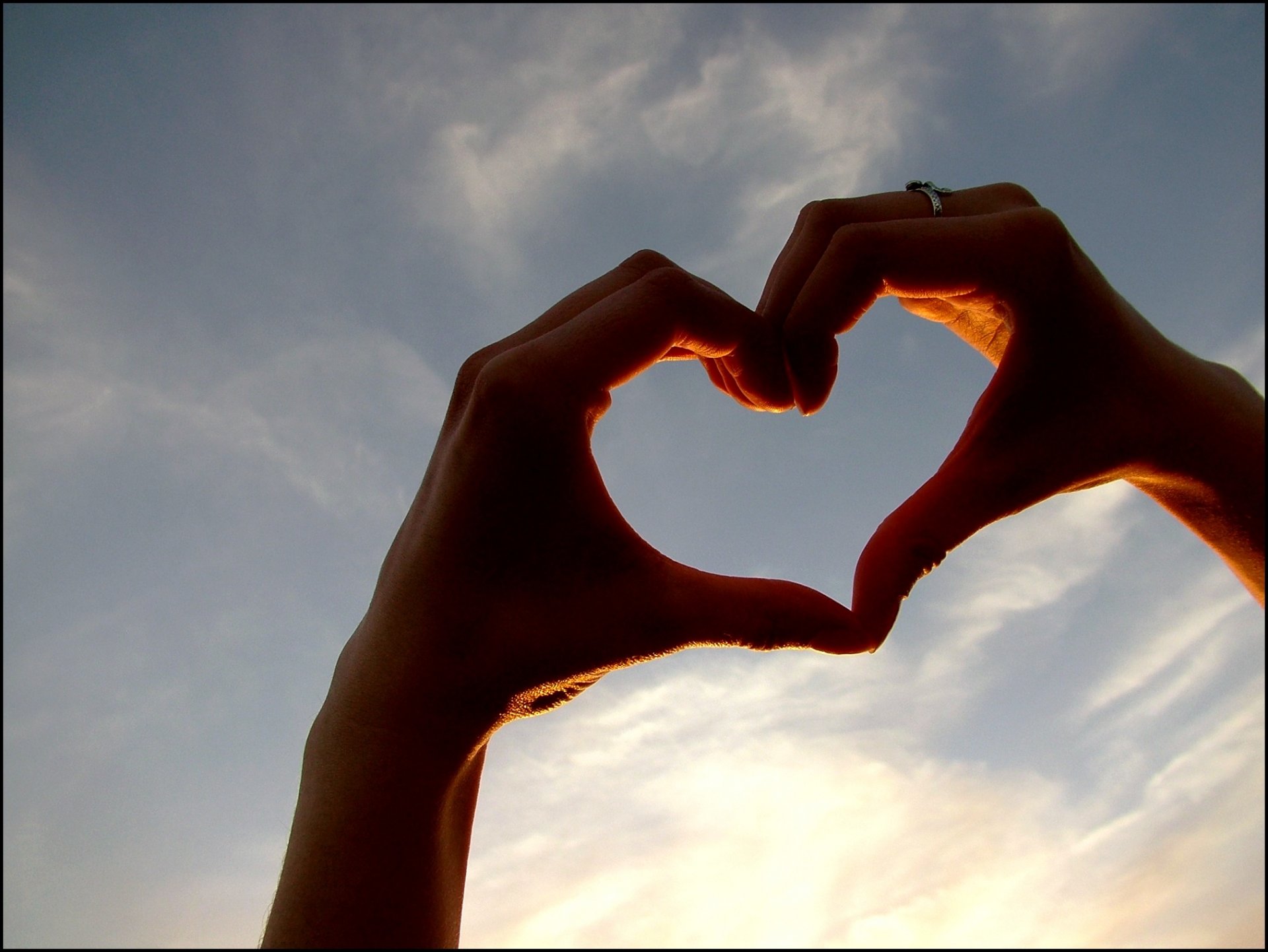 love heart feeling sky hands mark