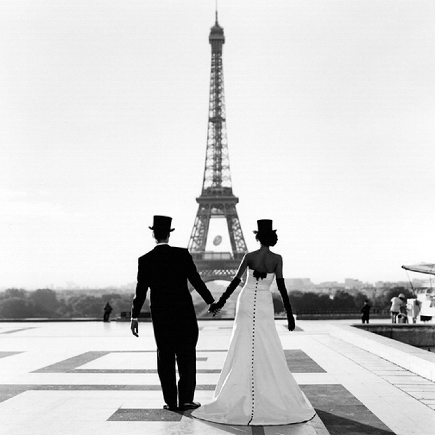 wallpaper bride groom paris b / w