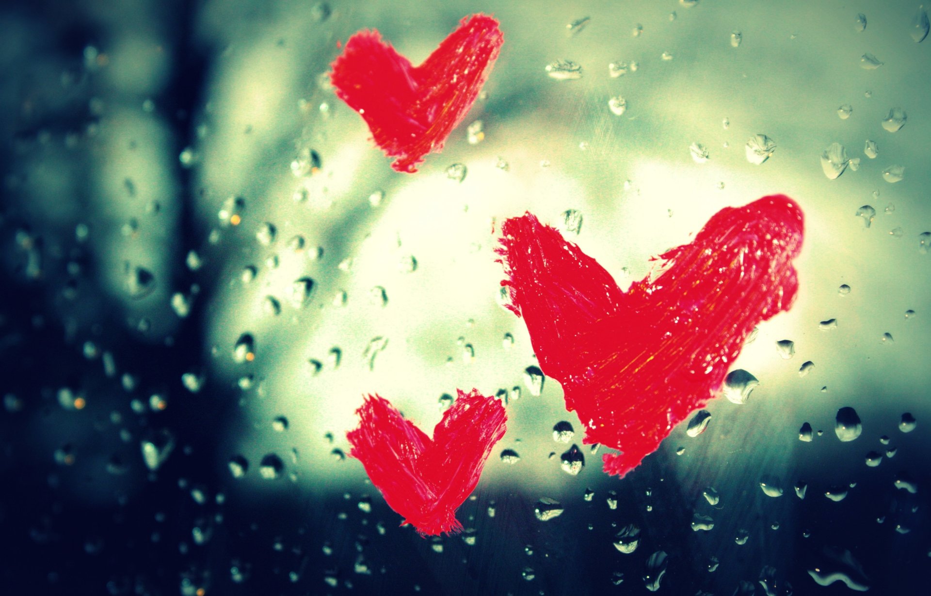 macro glass heart hearts drops rain window love feeling