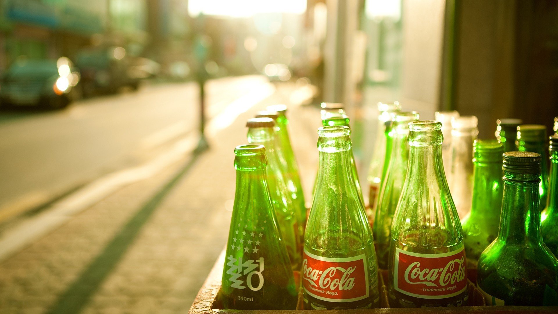 coca-cola bouteilles vertes coca-cola soleil