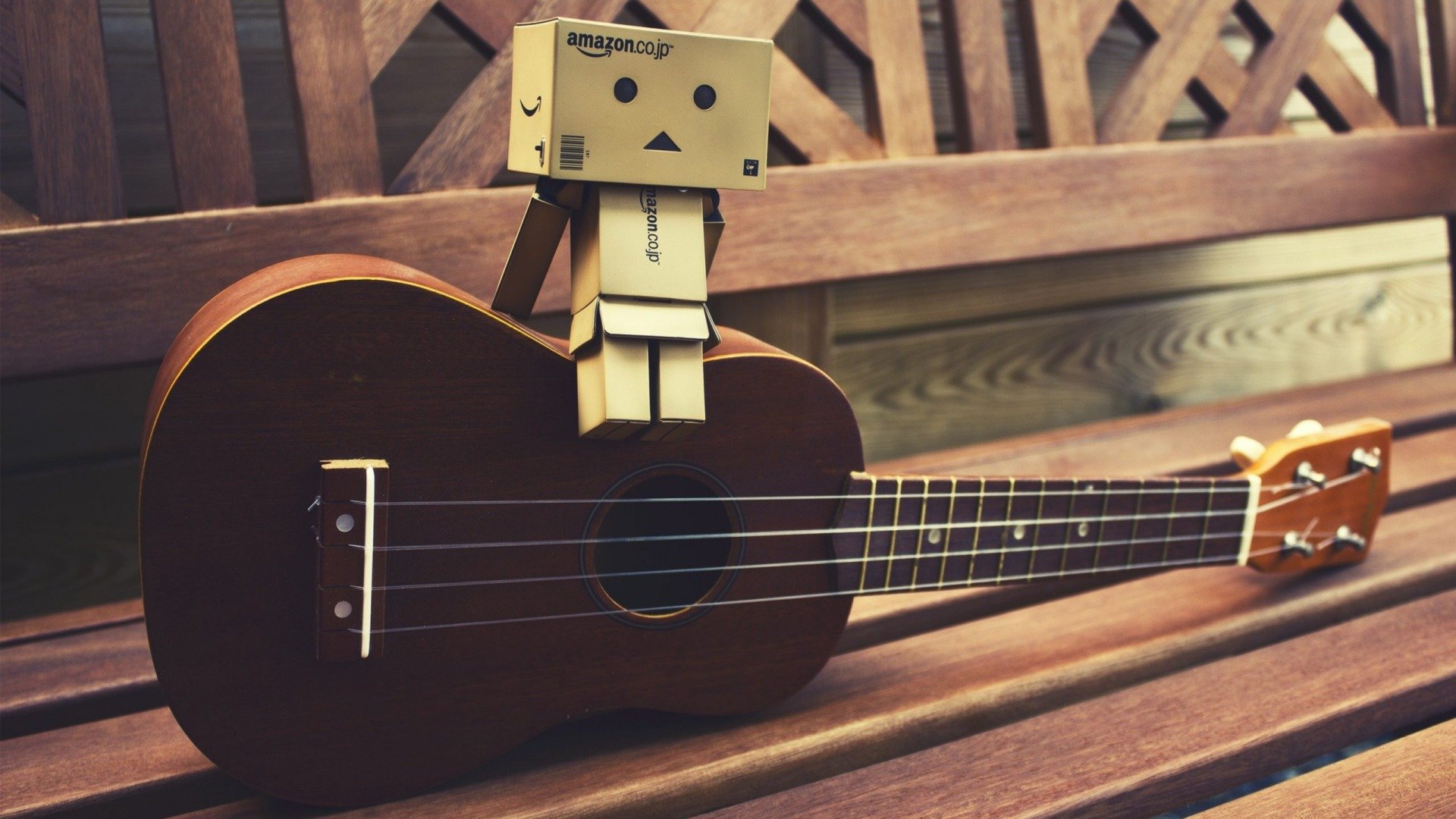 nastroje danbo pudełko pudełko gitara brązowy ławka ławka siedzi